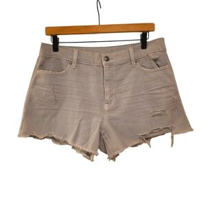 Aerie, Shorts, Distressed, Frayed Hemline, Elastic Waist, Light Gray, Womens M/M